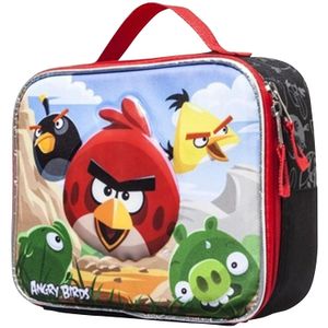 Angry Birds bolsa para la merienda, color negro y rojo bolsa para el almuerzo