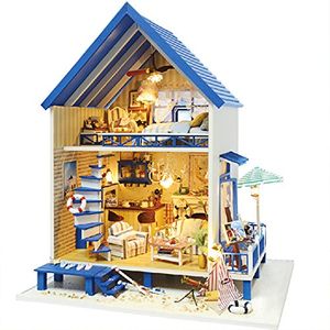 Casa de muñecas Rylai, hecha a mano, de madera, miniatura, Kit de hágalo tu mismo –Serie romántica del Mar egeo, miniatura, casa de muñecas y muebles