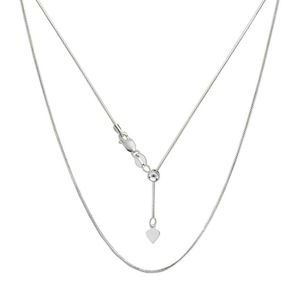 Verona Jewelers - Cadena de serpiente ajustable de plata de ley de 0.039 in, corte de diamante, cadena de serpiente redonda 925, collar expandible, co