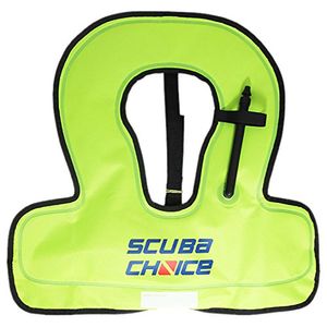 Scuba Choice Scuba Choice Youth Kids Chaleco de snorkel, color amarillo neón/azul con nombre Caja