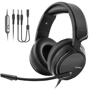 NUBWO N12 - Auriculares de diadema para videojuegos y Xbox One y PS4, 0.138 in con micrófono y micrófono para PC, ordenador portátil, videojuego con m