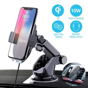 YOUSTOO Cargador inalámbrico, cargador de coche inalámbrico, soporte de montaje de sensor automático, cargador inalámbrico de 10 W Qi compatible con S