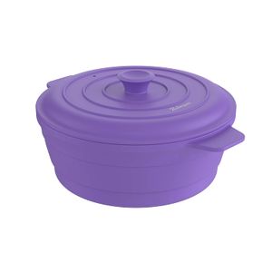 Bakerpan - Olla de silicona plegable redonda para ahorro de espacio, con tapa, capacidad de 64 Fl oz