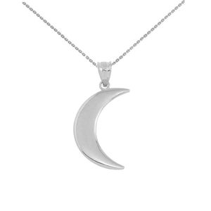 Alto pulido plata de ley 925 collar con colgante de media luna