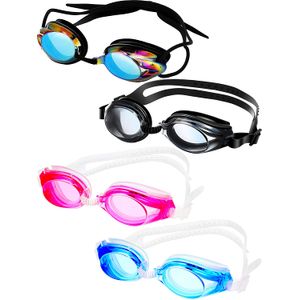 4 pares de gafas de natación Triatlón, gafas de natación antiniebla, irrompibles, protección UV, varios colores