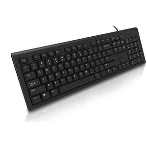 Negro francés Europea (AZERTY) USB Wired Keyboard (Negro Teclas/Caracteres o cartas), color blanco