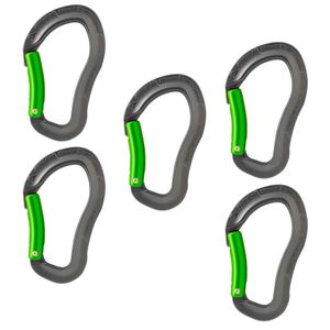 Fusion Climb Techno Zoom Bent Puerta mosquetón ergonómico Gris/Verde 5-Pack