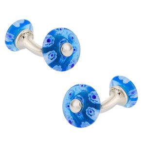 Gemelos de doble cara Millipore vidrio Veneciano azul por Cuff-Daddy