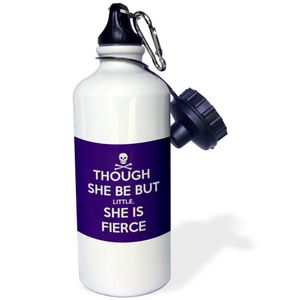 3dRose WB _ _ _ _ _ _ _ _ _ _ 128183 _ _ _ _ _ _ _ _ _ _ 1 se Though She pero Little, She is fierce Deportes botella de agua, 21 oz, color blanco