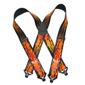 Holdup Suspender Company - Suspendedores de llama de 2 pulgadas de ancho para motocicleta con cierres de agarre gigantes negros