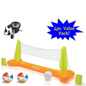 JOEY'Z Ultimate - Juego de voleibol inflable flotante con bomba de aire de alta velocidad y dos bolas de playa (4 unidades)