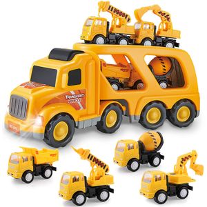 Juguetes de camión de construcción para niños de 1, 2, 3 y 4 años de edad, niños y niñas, juego de juguetes de coche con sonido y luz, vehículos de ju