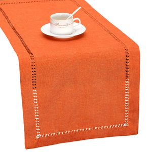 Grelucgo - Camino de mesa rectangular hecho a mano con dobladillo, color naranja