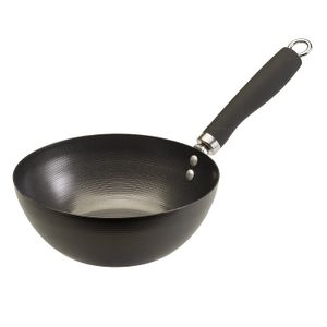 Ecolution wok antiadherente de acero al carbono con asas remachadas suaves al tacto, 8 pulgadas, Negro