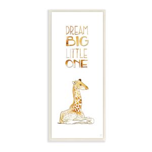 Stupell Decoración Dream Big Little One Jirafa Wall Plaque Art
