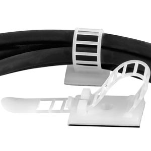 Pro-Grade, correas de cable con respaldo adhesivo, paquete de 50. Abrazaderas blancas de alta resistencia para la gestión y organización de cables elé