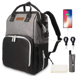 Mochila para pañales, con puerto de carga USB
