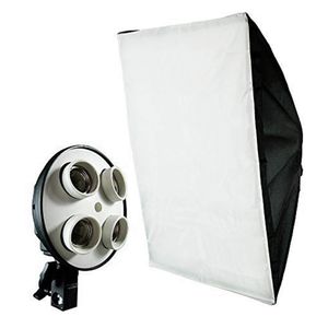 LimoStudio AGG856 estudio de fotografía, reflector tipo softbox, con 4 tomas, 20 x 28 pulgadas, adaptador de foco, cobertor difusor blanco para exteri