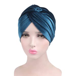 Fxhixiy - Gorro elástico de terciopelo para mujer, plisado, para el pelo