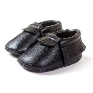 romirus Baby Boy Girl pre-Walker piel Tassel Fringe Slip-On Mocasín Zapatos, Negro