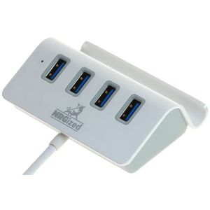 nrgized USB 3.0 4-Port Hub con cable 2-foot USB 3.0 portátil (Plata), Plateado