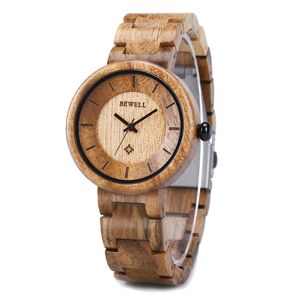 Wood Watches for Women, BEWELL Wooden Handmade Watch with Lightweight Adjustable Wood Band, Natural Casual Fashion Quartz Wristwatch