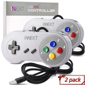 New SNES Super Nintendo Controller, innext Retro USB Super Classic Controller para PC/Mac (teclas multicoloreado) (Pack de 2)