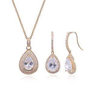Mycitta - Juego de joyas para novia, collar con colgante de lágrima, pendientes colgantes para novia, dama de honor, madre de novia, fiesta de graduac