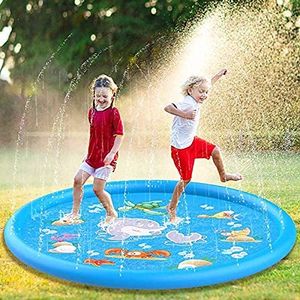 Frannky - Alfombrilla para aspersor y salpicaduras, 68 pulgadas, para niños pequeños, juguetes de agua, diversión para 1 2 3 4 5 años de edad, almohad