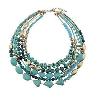 Bocar - Collar de cuentas de 5 hebras con varias capas de 18.9 in para mujer