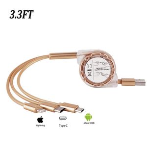 Sunsign - Cable de datos telescópico para iPhone, Android, tipo C, 2,1 A, carga rápida
