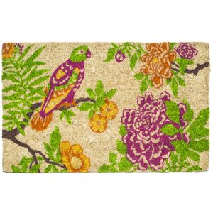 Entryways – Felpudo verano peonía tejida a mano Felpudo fibra de coco, Multicolor