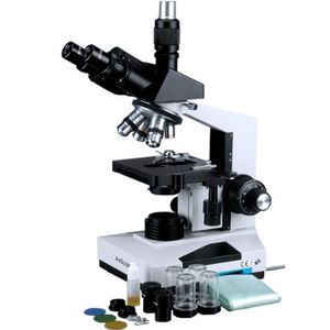 AmScope t490 a-led compuesto trinocular microscopio, WF10 x y Wf16 X Oculares deslizante, 40 x -1600 X Ampliación, brightfield, iluminación LED, Abbe