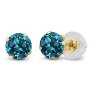 Pendientes de tuerca de piedra de nacimiento con 4 puntas (1,10 cttw, 0.197 in de diámetro), oro amarillo de 14 quilates