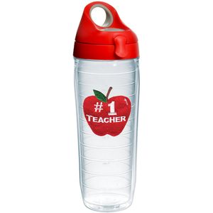 tervis 1231008 no 1 Profesor Emblema Botella de agua con tapa de color rojo WB, 24 oz, transparente