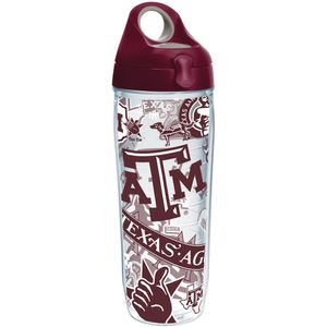 Tervis 1251642 Texas A & M Aggies todo con aislamiento vaso con envoltura y granate tapa, 24oz botella de agua, transparente