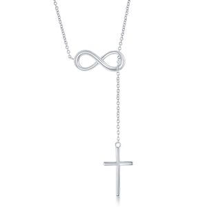 Plata de ley italiano 16" + 2" infinity con Hanging Religiosa Cruz Collar