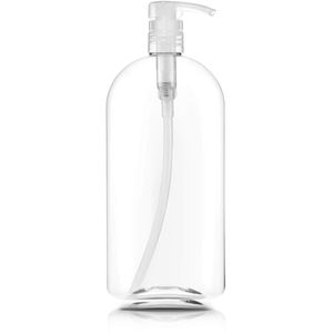Botellas de champú vacías con bombas, 332 oz/1 litro/grande, sin BPA, ligero (plástico PETE1 de densidad media) paquete de 3