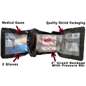 4" israelí vendaje con barra de presión + Kit de gasa de médico y guantes
