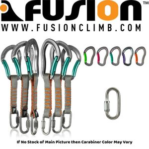 Fusion Climb - Juego de 6 mosquetones de 4.3 in con eslabones rápidos de acero inoxidable de 1/4" y zoom Techno, color verde