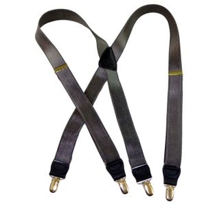 Holdup marca gris oscuro acabado satinado 1" de ancho X-Back Tirantes con antideslizante de oro clips