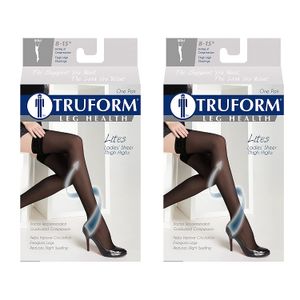 truform Compresión 8 – 15 mmHg Sheer Thigh High Stockings Beige, 1764BG-L 2PK, Beige, 1, 1