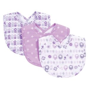 Trend Lab Lambs y flores babero (3 piezas, color morado/gris/blanco