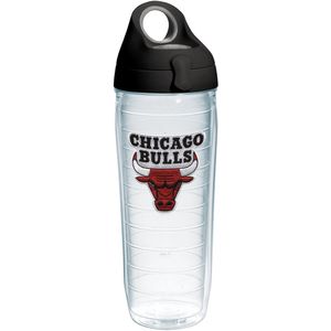 tervis NBA Chicago Bulls Emblema Botella de agua con tapa de negro WB, 24oz, transparente