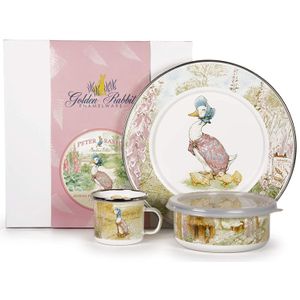 3-piece set de platos Beatrix Potter esmaltada, en Jemima Puddle-Duck