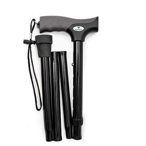 Vaunn Medical Easy GripTM - Bastón plegable de altura ajustable con correa, compacto, portátil, seguro y duradero, mango antideslizante, para hombres,