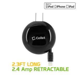 Cellet retráctil cargador de casa para iphone X, 8, 8 Plus, iPad Air, iPad Mini y otros dispositivos Lightning – equipado con retráctil – Cable de 2.3