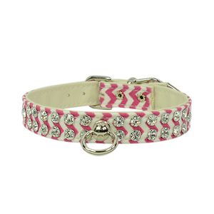 evans collars 1/2" Jeweled Collar, tamaño 10, Mini Chevron, rosa oscuro