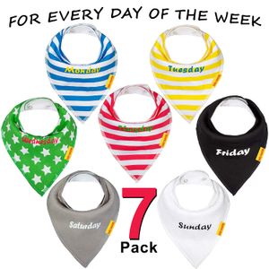 BABY BANDANA DROOL BIBS in 7 Adorable Styles for Fun, Clean, Colorful Feeding All Week Long |Baby Bibs for Girls & Boys | Super Soft, Absorbent ; Safe