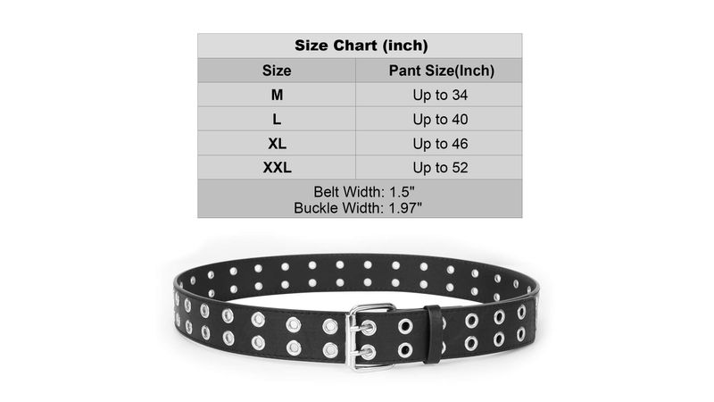 WERFORU Cinturón de doble ojal PU cuero Punk estética cinturón para mujeres Jeans 2 agujeros cinturones 1.5 ancho